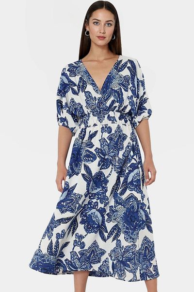 PayBuy Floral Pattern A-Line Midi Woven Dress Comfortable Summer Casual Style Elegantane Design Perfect Fit