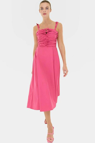 PayBuy Maxi a Line Terrycotton Woven Dress Heart Collar Design Comfortable Cutout Distinguished Material
