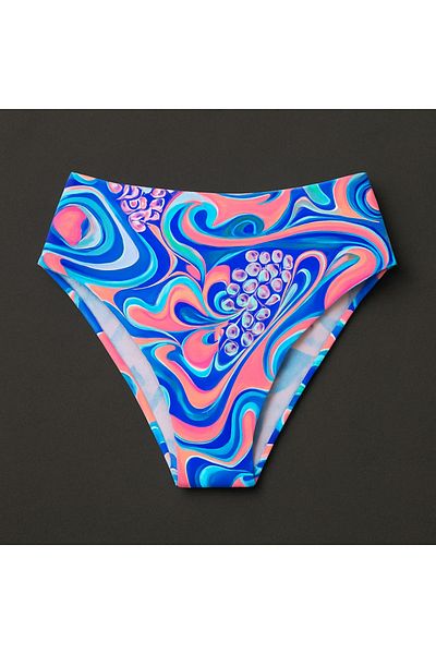 Pierre Cardin Bonie Padded Strapless High Waist Bikini Bottom with Blue Pattern 231225