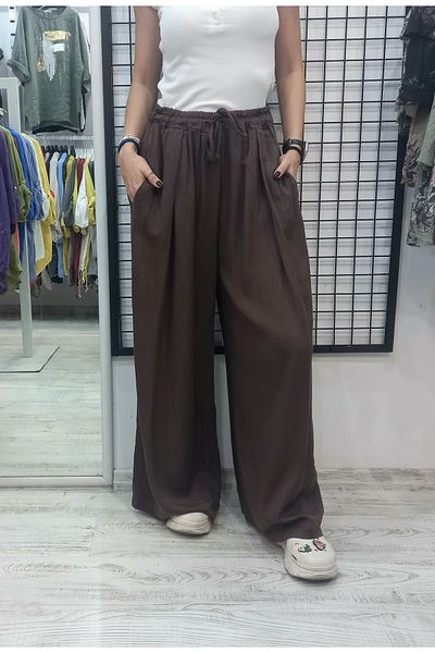 Butik Şans Lyocell Fabric Italian Trousers with Elastic Waist Pocket