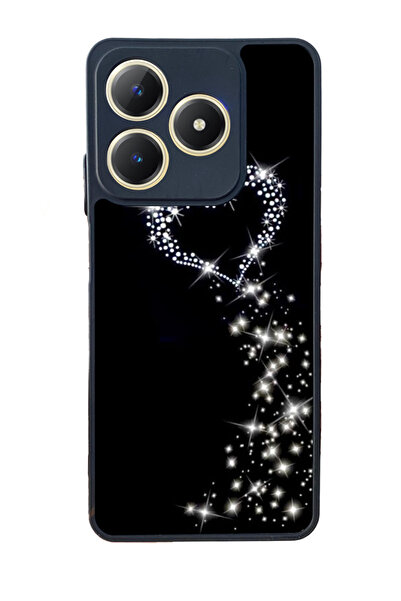 Aksel Kılıf طباعة متوافقة مع Realme C61، أسود غير لامع، سيليكون ناعم، واقي، غ...