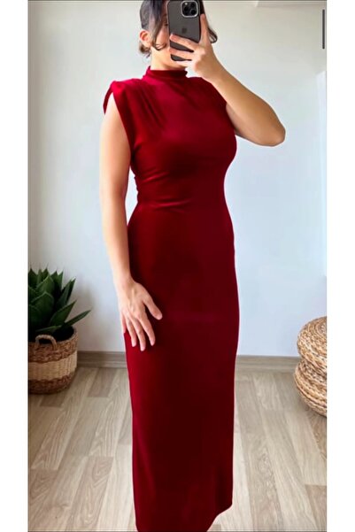 MAMMY KADİFE ELBİSE KIRMIZI