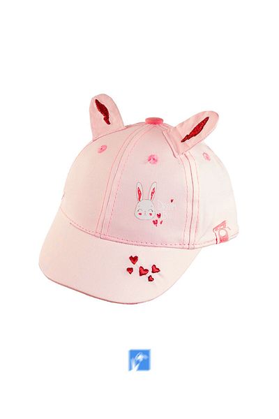 Kardelen Butik Denizli 100% Cotton Rabbit Embroidered Baby Girl Hat (0-18 Months) (Size 46 cm)