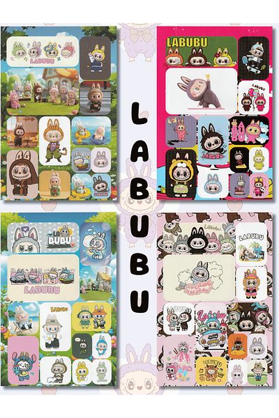 Mielibon Caiet de autocolante Labubu – 16 pagini / 208 autocolante - 17×24 cm