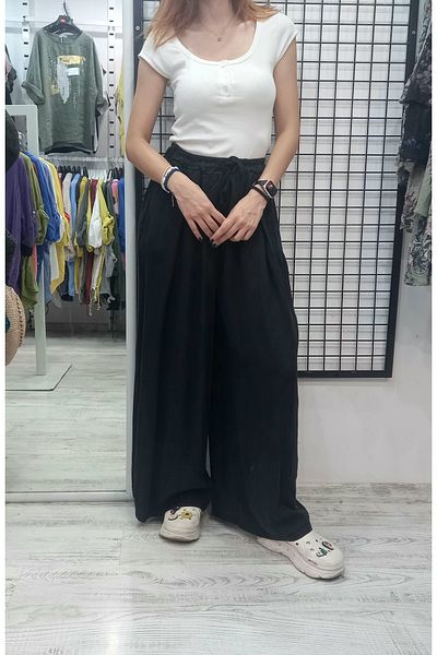 Butik Şans Lyocell Fabric Italian Trousers with Elastic Waist Pocket