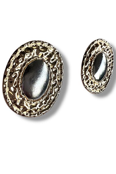 Bo Takı ve Aksesuar Vintage model iki renkli oval model küpe