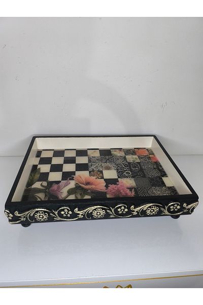 IremTasarimAtolyesi Presentation Tray Footed Serving Tray Epoxy