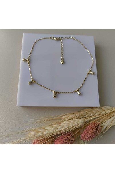 shesra Damla Detaylı Minimalist Çelik Halhal