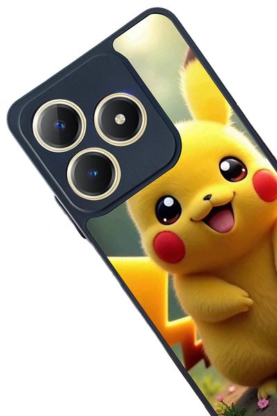 Aksel Kılıf Realme C63 Compatible Printed, Matte Black, Soft Silicone, Protective, Shock Absorbing Cover, Case