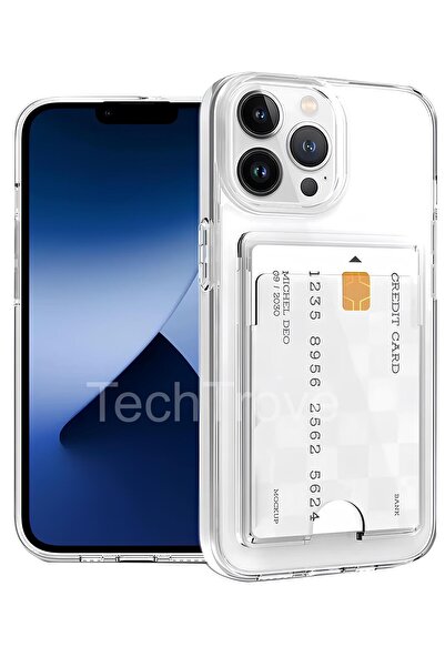 TechTrove iPhone 12 Pro Max Kılıf Kartlıklı Kamera Çıkıntılı Şeffaf Darbe Kor...