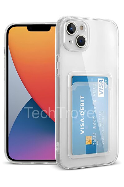 TechTrove iPhone 14 Plus Kılıf Kartlıklı Kamera Çıkıntılı Şeffaf Darbe Koruma...
