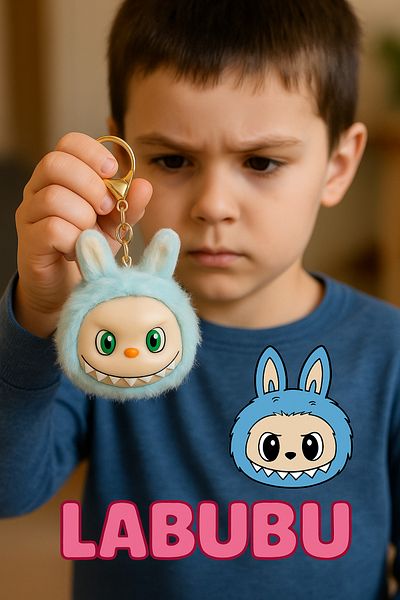 TOYFEST Labubu Plush Keychain Bag Filler - Model 4 - Soft Blue