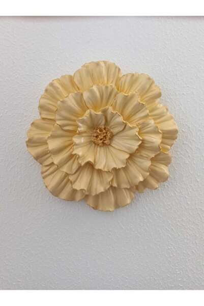 ZE DEKORASYON Açık Gold Detaylı Dekoratif Duvar ve masa çiçeği-Açık Sarı-16.5...