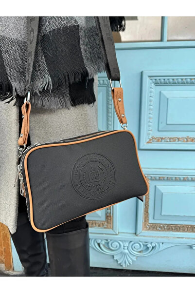 Just Polo Women's Black Tan 5 Compartment Cross Shoulder Bag 236000Pc