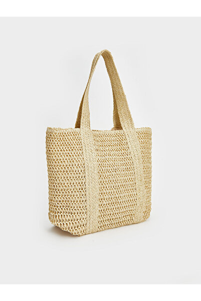 LC Waikiki حقيبة شاطئ نسائية من القش من فيزيون نيو سيزون