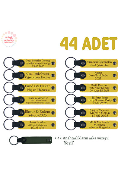 Miaju أصفر وأخضر، اسم مكتوب على المشاركين في أسبوع التصميم، مجموعة من 44 قطعة، سلسلة مفاتيح هدية