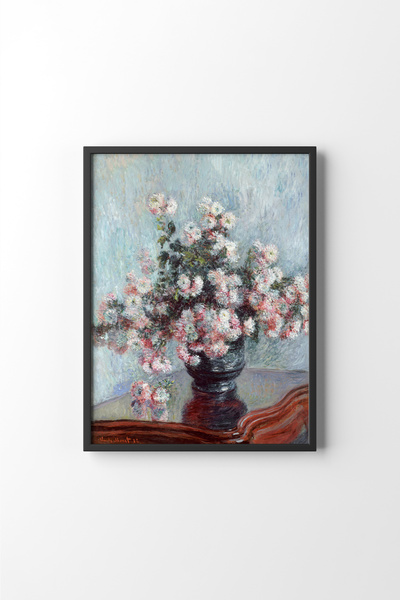 epiqart Claude Monet - Kasımpatı Çiçekleri - Siyah Çerçeve