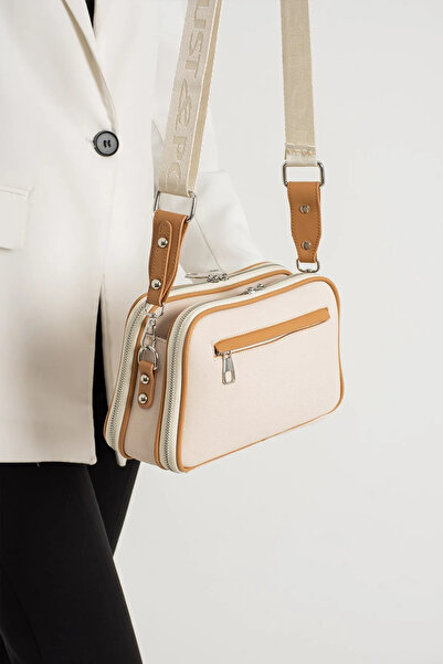 Just Polo Original Women's Cream Camel 5-Compartment Cross Shoulder Bag 236000Pc