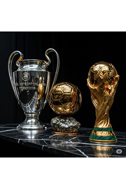 FEEL FUTBOLSEVERLERE MÜJDE! DEV BOY 3'LÜ KUPA SETİ 30 cm Ballon d'Or Dünya Ku...