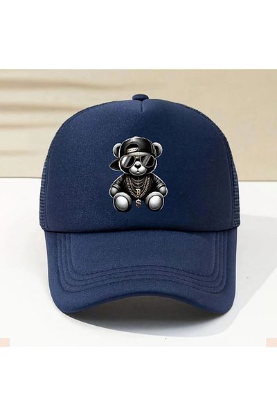 LEIVOR Teddy Bear Printed Mesh Snapback Hat