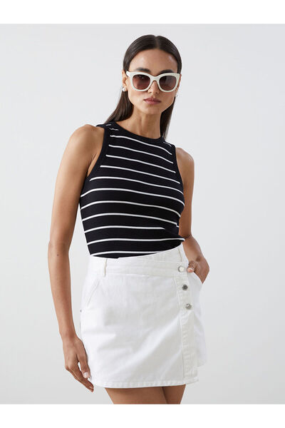 LC Waikiki LCW طاقم الرقبة مخطط المرأة رياضي