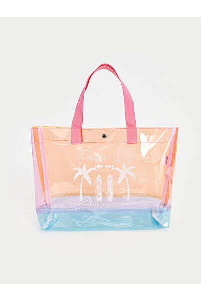 LC Waikiki LCW ACCESSORIES Τυπωμένη τσάντα παραλίας για κορίτσια