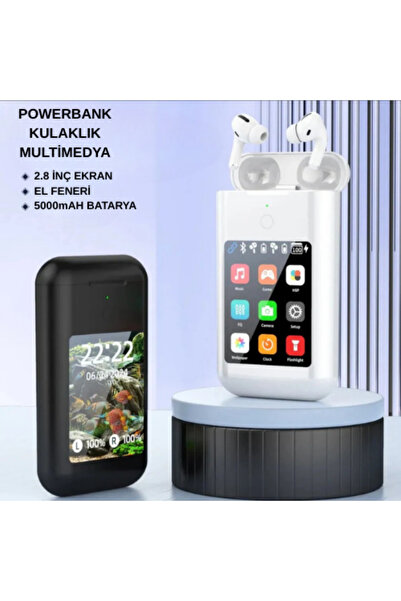 TEKMARKED AY-28 POWERBANK + KULAKLIK + MULTİMEDYA (AMOLED EKRANLI)