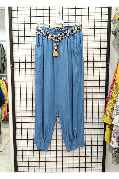Butik Şans Belt Detailed Pocketed Lyocell Fabric Italian Trousers