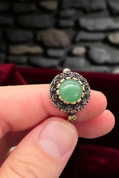 NBS Beautiful Naturel Stones Copper Pure Ring Adjustable Aventurine Evil Eye Very Good Quality (Gift, Daily, Special Day) Antique