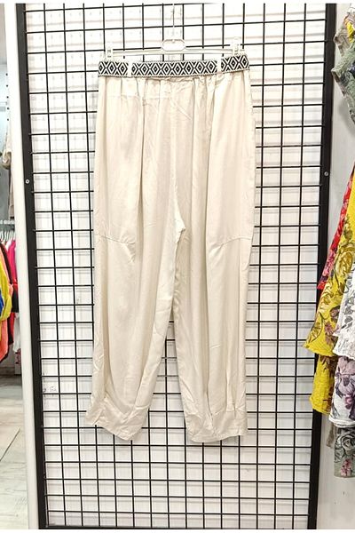 Butik Şans Belt Detailed Pocketed Lyocell Fabric Italian Trousers