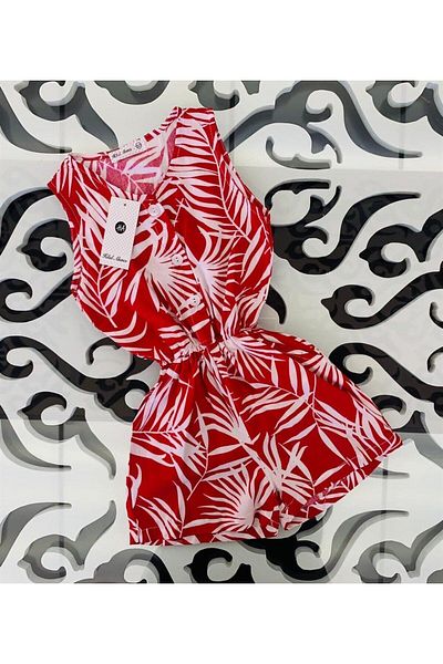 Marka Sensin Kids Girls' Red Shorts Jumpsuit