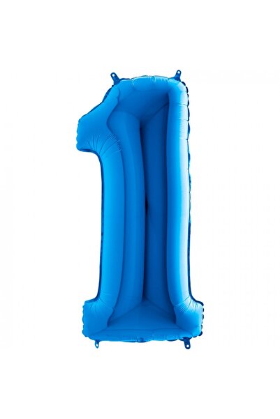 Parti Zamanı 100 cm Mavi 1 Rakam Folyo Balonu, Sayı Büyük Boy Helyumla Uçan