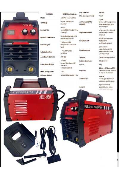 ekinler el aletleri ARC 950 DC İnverter Dijital Kaynak Makinesi (Kırmızı)EEA408