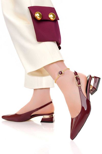 VİP SMR MODA Babet Side Gold Buckle Detailed Heel Gold Plated Detailed Comfortable Daily Shoes