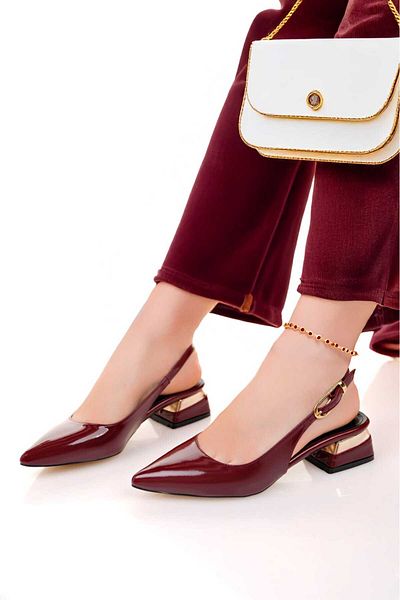 VİP SMR MODA Babet Side Gold Buckle Detailed Heel Gold Plated Detailed Comfortable Daily Shoes