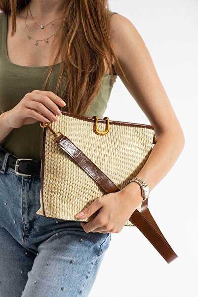 BK Bags & Accessories حقيبة يد وكتف نسائية من ويكر