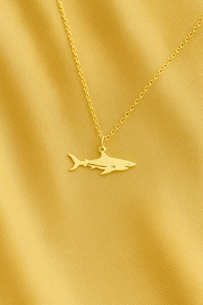 PETITE Köpekbalığı Tasarım 925K Gümüş Plaka Kolye