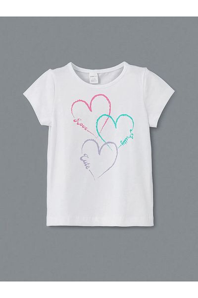 LC Waikiki Crew Neck Printed Girls' T-Shirts and Shorts Set of 2