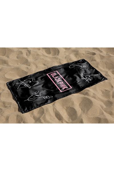 Home 3D Digital Black Pink Printed Beach Towel