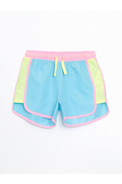 LC Waikiki LCW Kids Mavi Beli Lastikli Hızlı Kuruyan Kız Çocuk Deniz Şortu