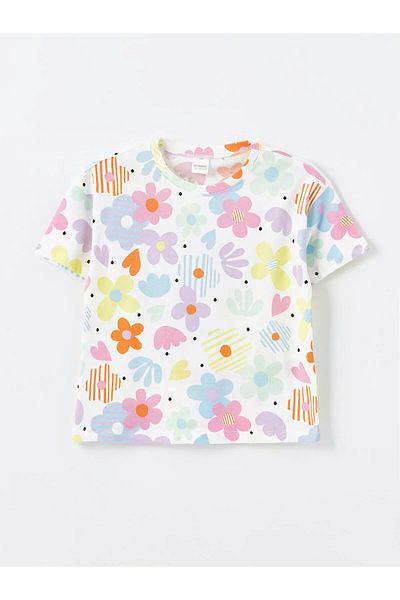 LC Waikiki Crew Neck Floral Girls' Shorts Pajamas Set