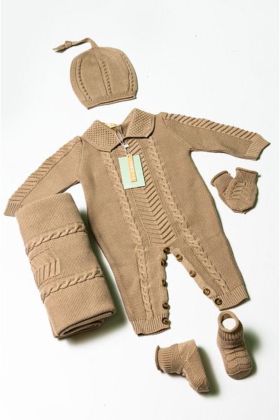 ZENİ BABY Newborn 5-Piece Knitted Knitwear Jumpsuit Set
