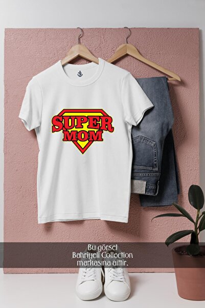 Bahriyeli Collection tricou unisex cu design Super Mom supradimensionat