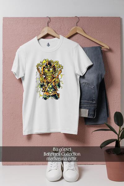 Bahriyeli Collection supradimensionat Tricou unisex cu design schelet cu arme