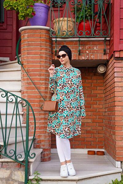 Polologin Butik Colorful Leopard Patterned Long Tunic