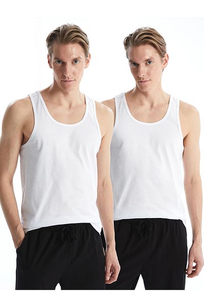 LC Waikiki U-Neck Combed Cotton Men's Undershirt, 2-pack