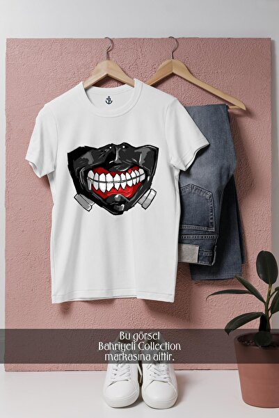 Bahriyeli Collection Μπλουζάκι Unisex με σχέδιο μάσκας Kaneki oversized