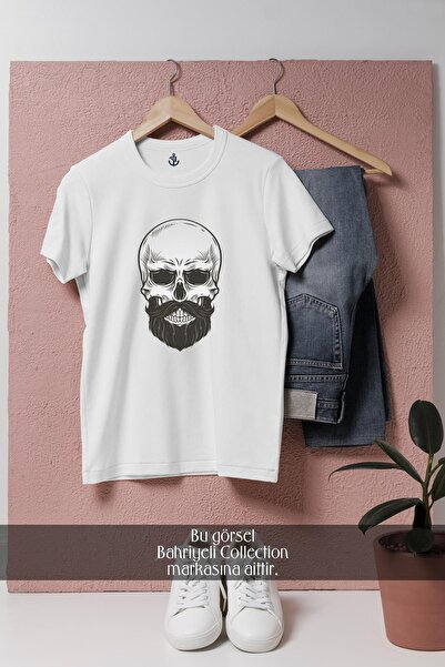 Bahriyeli Collection oversized Unisex T-Shirt με σχέδιο με γενειοφόρο κρανίο