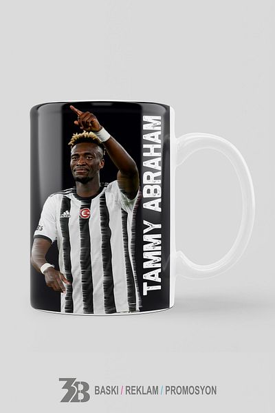 3B BASKI REKLAM PROMOSYON Tammy Abraham Porcelain Mug with Theme and Black-White Stick