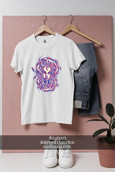 Bahriyeli Collection تي شيرت للجنسين بتصميم ميدوسا كبير الحجم